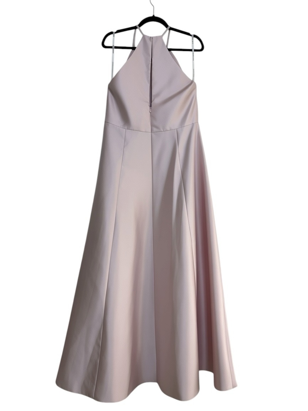 ALFRED SUNG D874 Blush Pink Satin Halter A Line Gown, Size 16 - Picture 5 of 9
